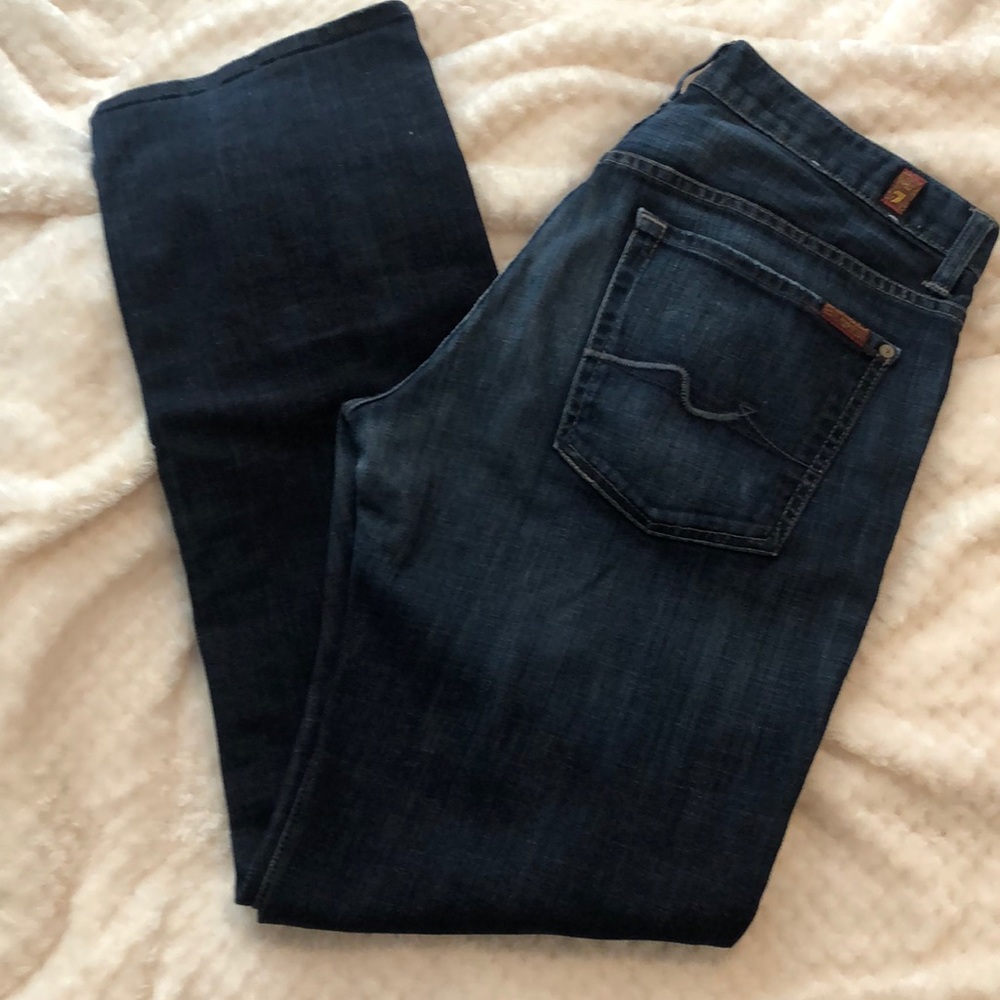 7 For All Mankind Women's Straight Leg Jeans in Dark Indigo